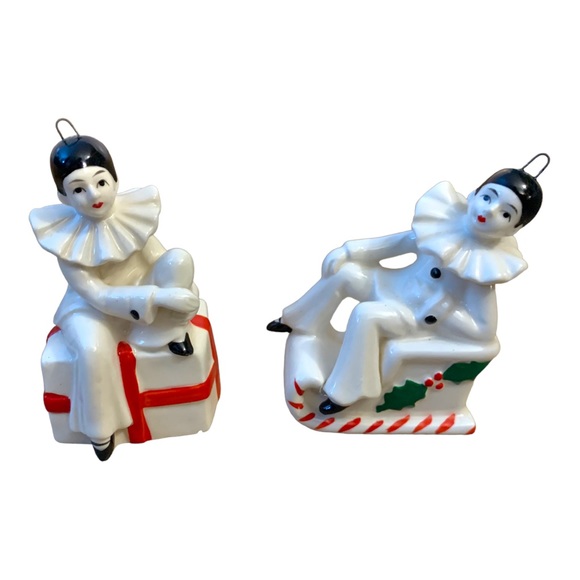ADD-ON NWT Mime Doll Ceramic Christmas Tree Ornament Decor Set of Two - Picture 3 of 7